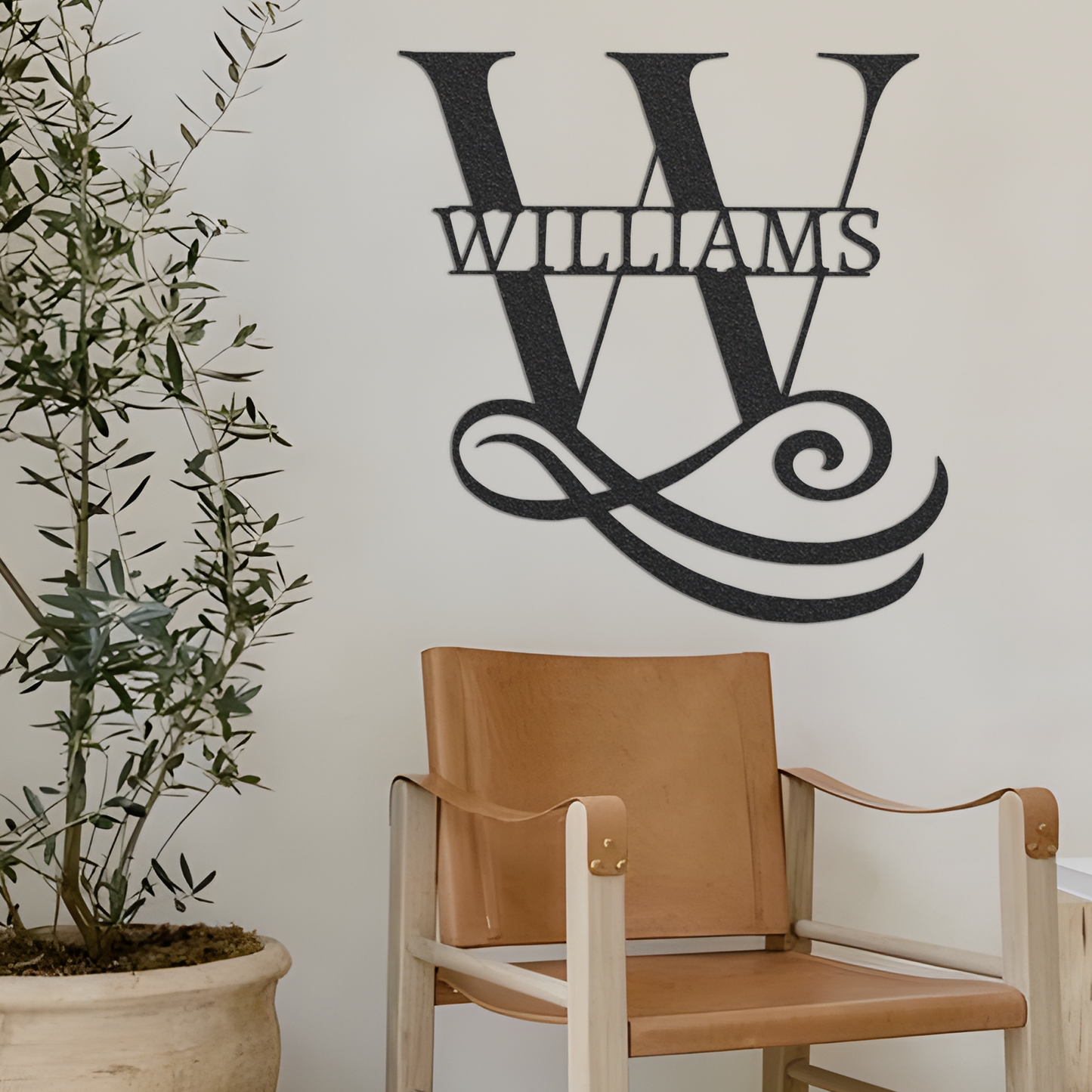 Door Monogram Metal Sign, Family Name Monogram Sign, Metal Monogram Wall Hanging, Split Monogram Metal Decor, Custom Monogram Metal Art