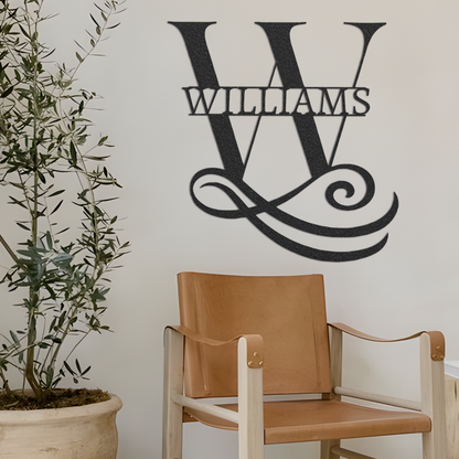 Door Monogram Metal Sign, Family Name Monogram Sign, Metal Monogram Wall Hanging, Split Monogram Metal Decor, Custom Monogram Metal Art