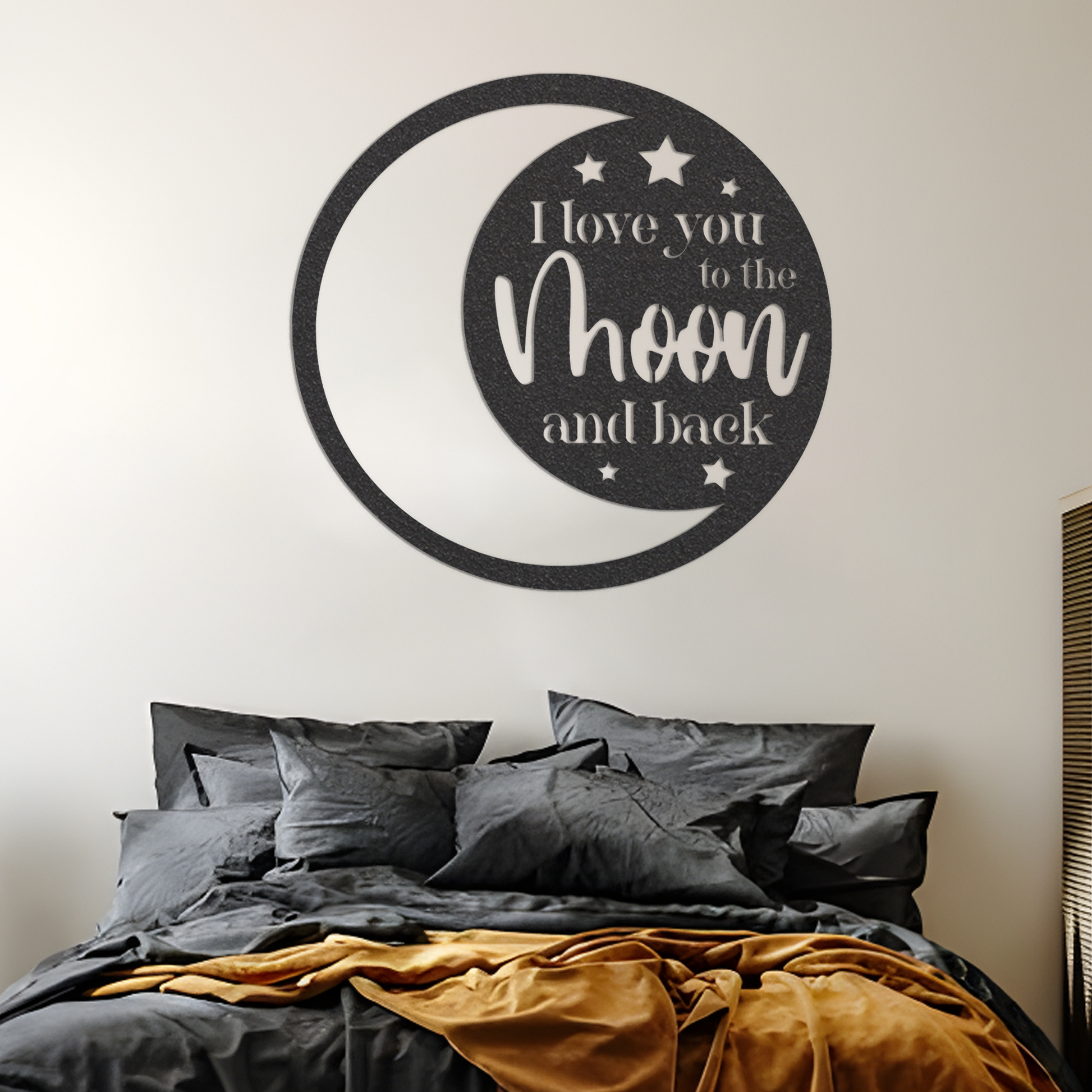Metal I Love You to the Moon and Back Sign, Bedroom Wall Sign, Metal Bedroom Wall Art, Kid's Bedroom Sign, Metal Family Sign