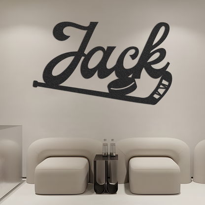 Metal Hockey Sign w Name, Hockey Metal Sign, Metal Kid's Name Sign, Custom Sports Metal Sign, Metal Name Sign, Kid's Room Sign