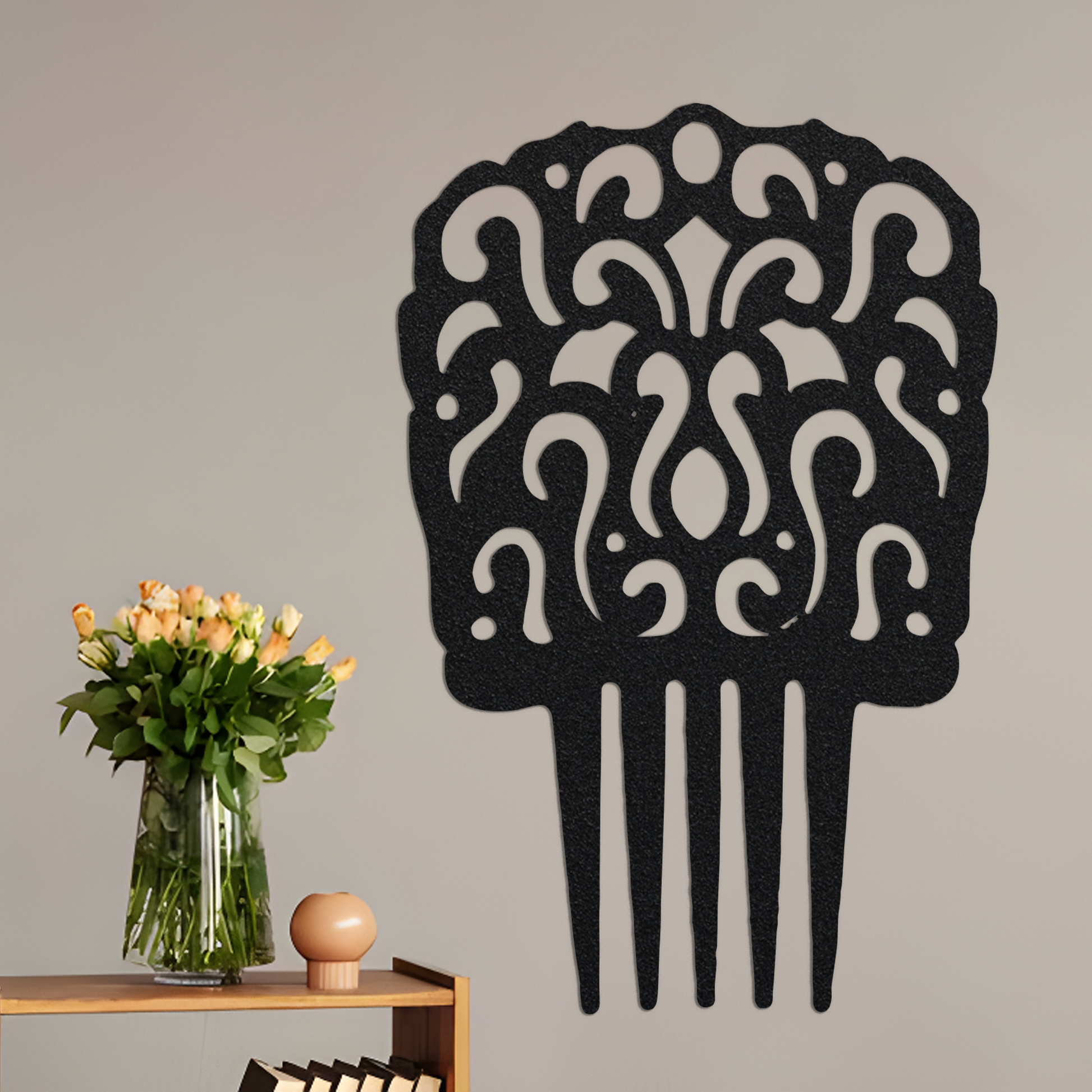 Flamenco Hair Comb Metal Sign,Large Metal Wall Art, Spanish Metal Sign, Black Metal Wall Art, Red Metal Sign, Copper Metal Wall Art