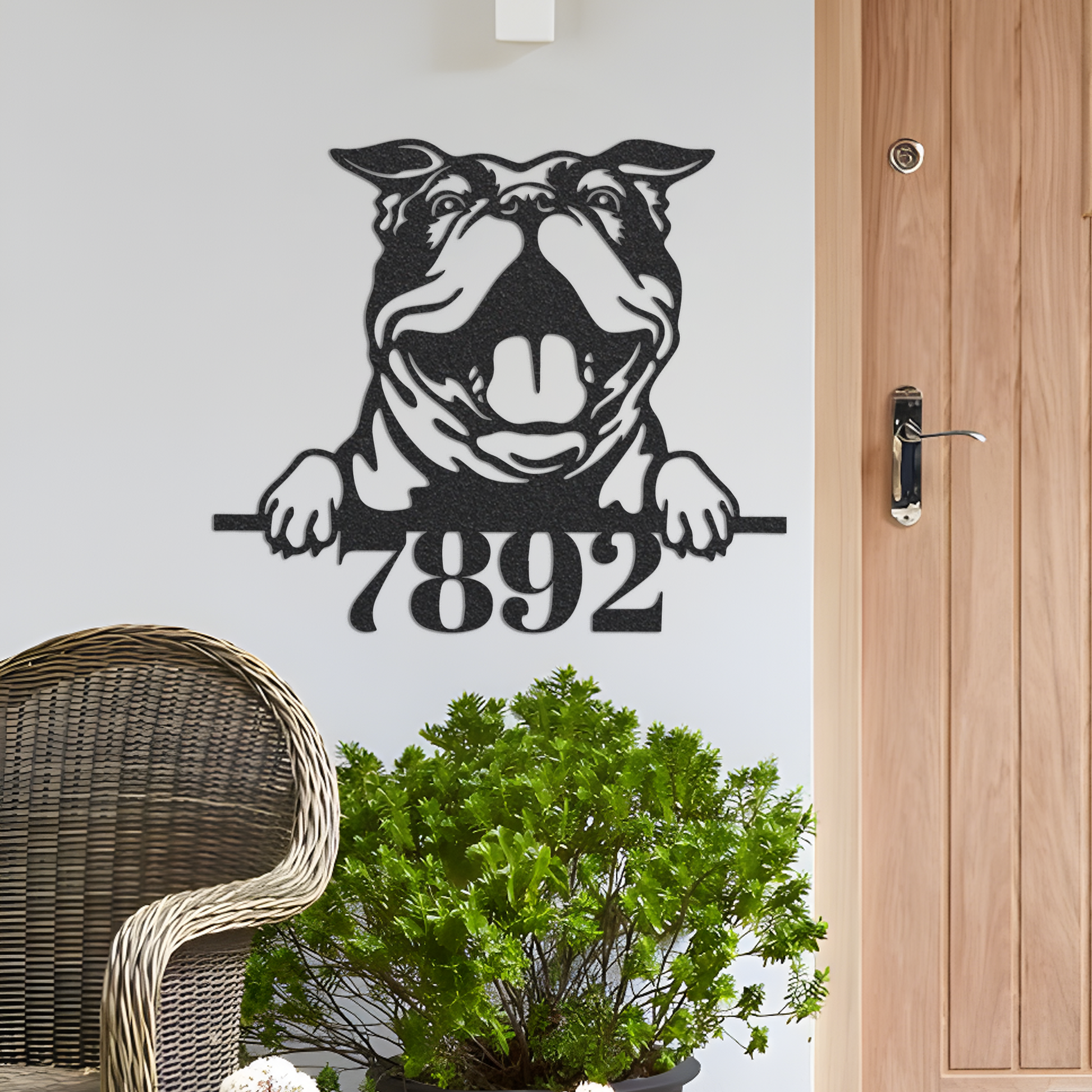 Dog Metal House Number Sign, Metal Address Sign, Metal Address Plaque, Custom Address Number Sign, Large Metal Sign, Outdoor Patio Sign