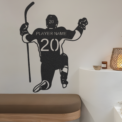 Hockey Player Name Sign,Personalized Hockey Wall Art,Hockey Wall Decor,Custom Hockey Metal Sign,Hockey Stick Sign,Gift for Hockey Player