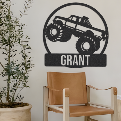Kids Room Monster Truck Metal Sign / Boys Wall Decor / Boys Room Metal Wall Decor / Monstertruck Decor / Personalized Bedroom Decor