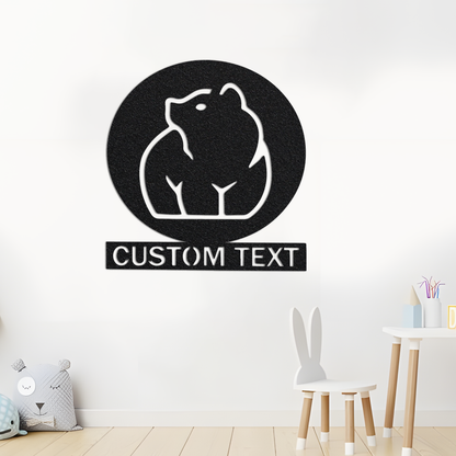 Custom Bear Metal Sign,Bear Wall Art,Cute Bear Sign,Bear Monogram Sign,Personalized Bear Wall Decor,Bear Room Decor,Indoor Outdoor Decor