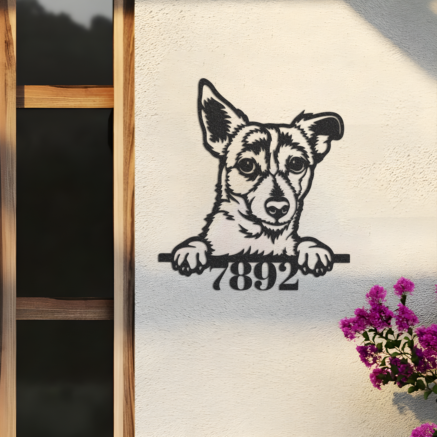 Jack Russell Terrier Address Sign, Metal Terrier Wall Art, Large Metal Dog Sign, House Number Sign, Metal Address Sign, Metal Dog Art