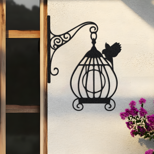 Birdcage Metal Sign,Birdcage Wall Art,Front Door Decor,Metal Wall Art for Room Decor,Wall Hanger,Indoor Decor,Birdcage Wall Decor
