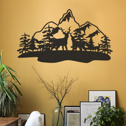 Mountain Metal Home Decor / Deer Mountain Wall Art / Mountain Deer Metal Wall Art / Metal Wall Art / Wall Art / Metal Wall Decor