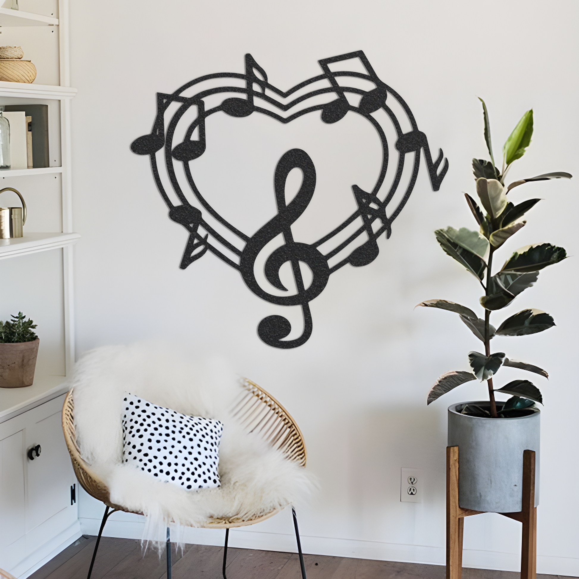 Music Heart Metal Sign / Music Metal Art / Music Home Decor / Musical Note Home Decor / Metal Wall Art / Music Sign