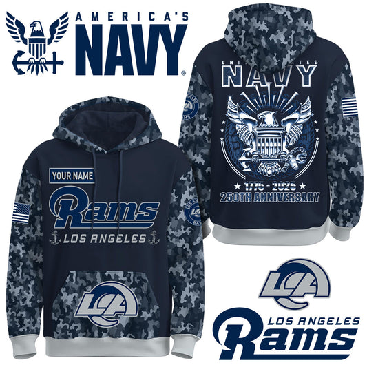 Los Angeles Rams x U.S Navy 250th Birthday Anniversary-3D Unisex Hoodie