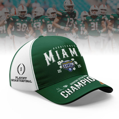 Miami Hurricanes NCAA 2025-2026 Goodyear Cotton Bowl Classic Champions Quarter Zipper Hoodie