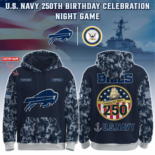 Buffalo Bills Navy 250th Birthday Hoodie Limited Edions