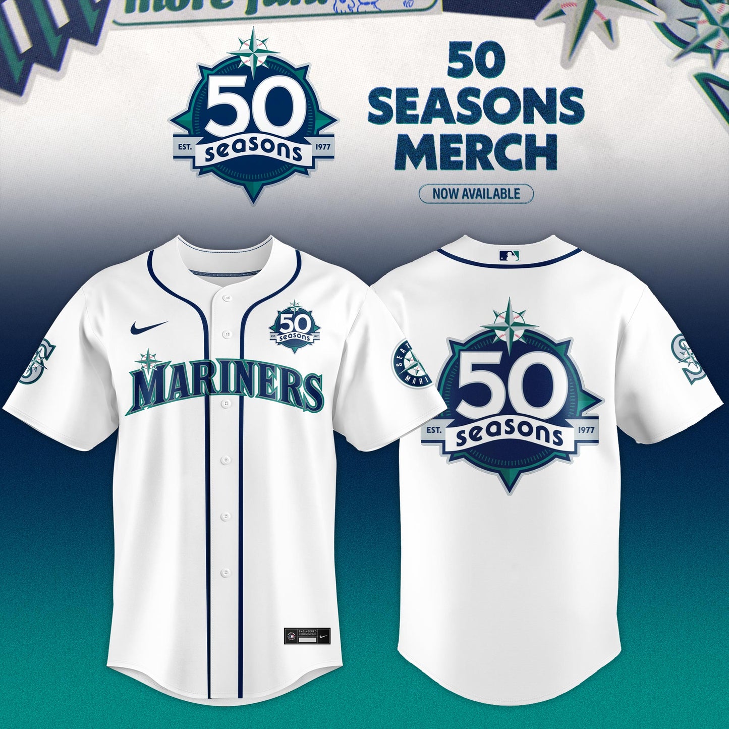_ Seattle Mariners 50 Seasons Celebration Special Edition Jersey – White