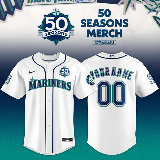 _ Seattle Mariners 50 Seasons Celebration Special Edition Custom Jersey – White