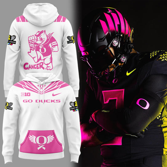 Limited Edition Oregon Ducks Breast Cancer Hoodie V4