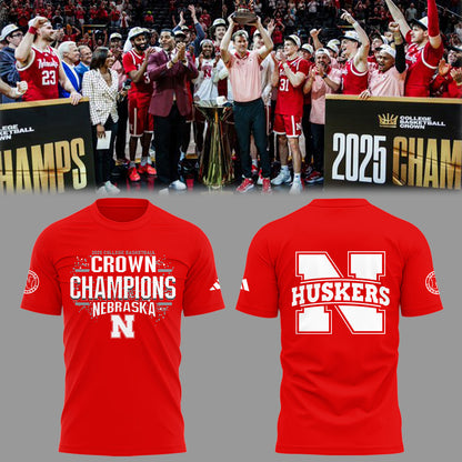 Nebraska Men's Basketball "2025 College Basketball Crown Champions" T-Shirt
