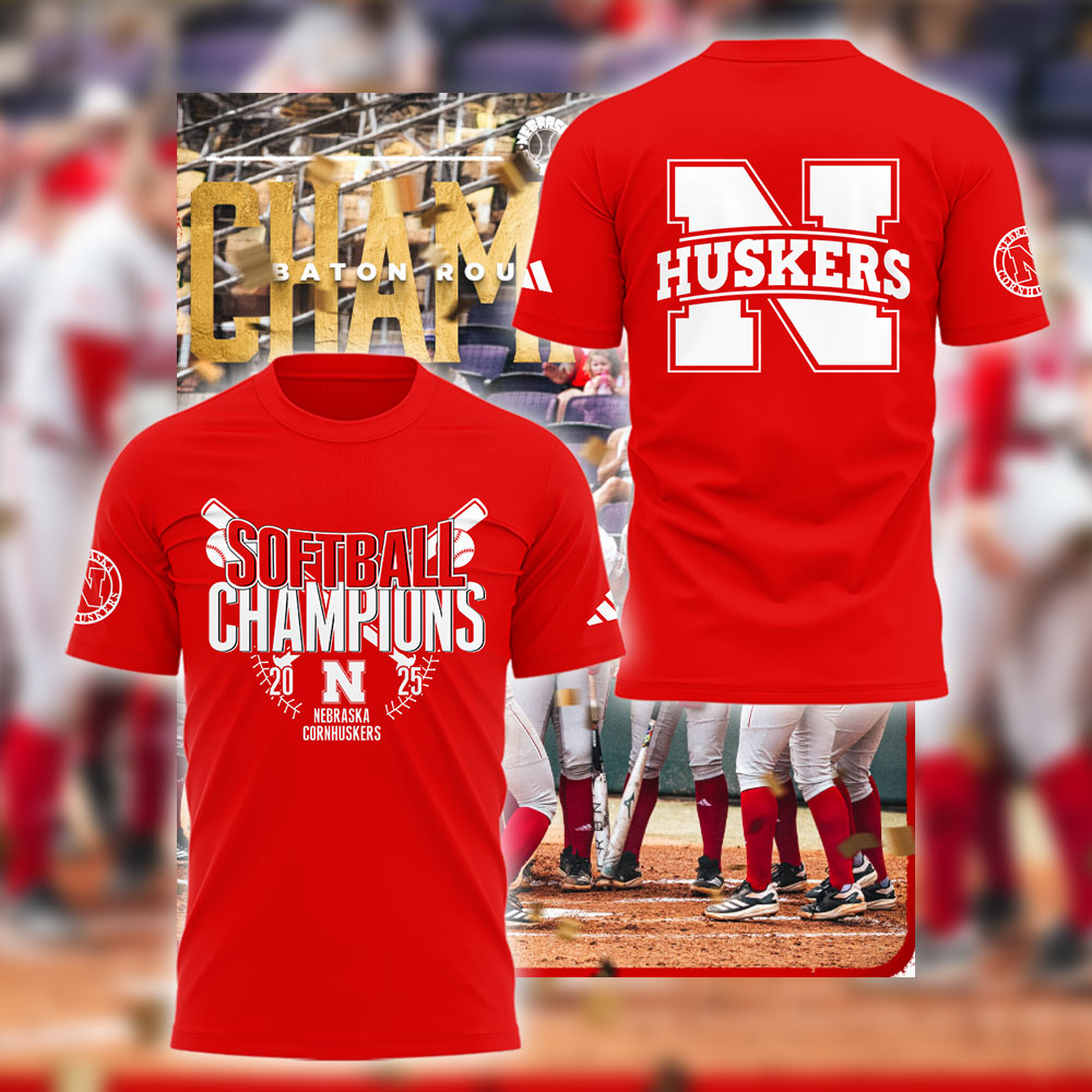 Nebraska Softball Won The 2025 Baton Rouge Regional Champions" T-Shirt
