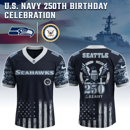 Seattle Seahawks x U.S. NAVY 250TH Birthday Special Edition Jersey - Tycheco
