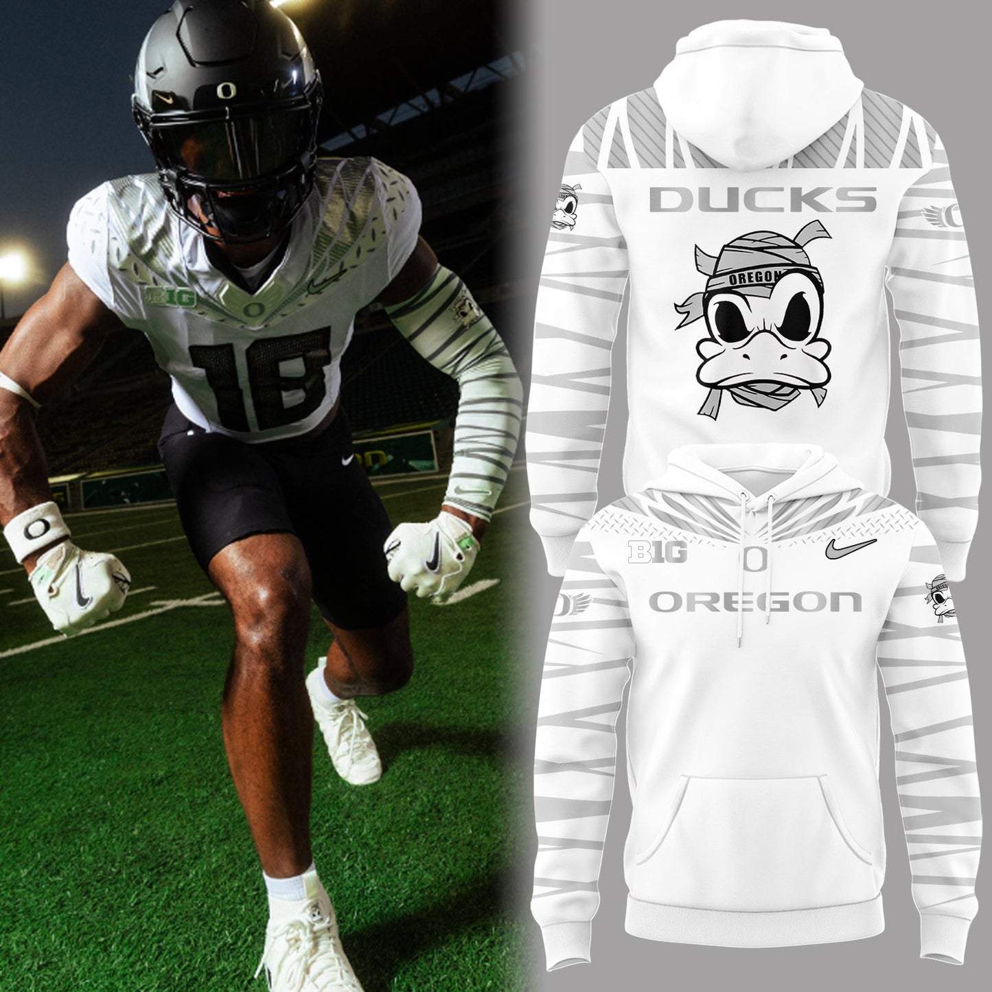 Limited Edition Ducks Football “The Duck” White Hoodie