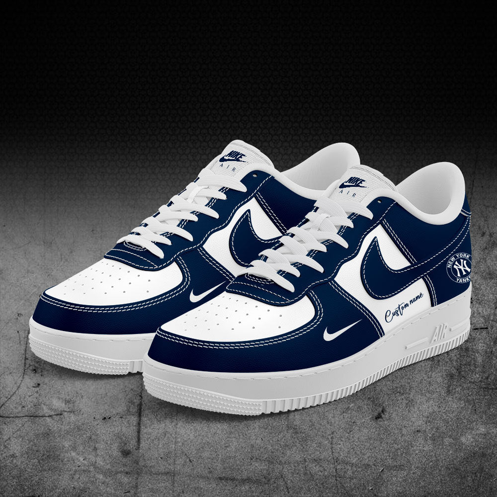2025 Premium New York Yankees World Series Shoe - New York Yankees Custom Name For Fans Shoes - White & Navy Ver