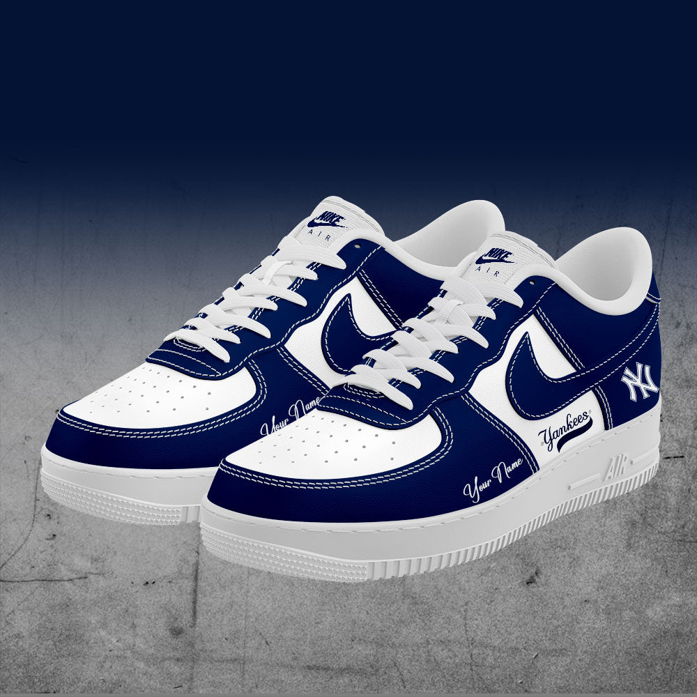 2025 Premium New York Yankees World Series Shoe - New York Yankees Custom Name For Fans Shoes - White & Navy Ver