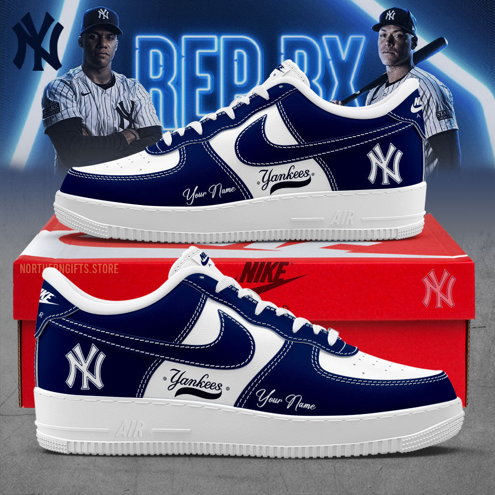 2025 Premium New York Yankees World Series Shoe - New York Yankees Custom Name For Fans Shoes - White & Navy Ver