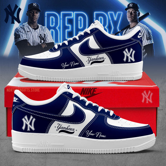 2025 Premium New York Yankees World Series Shoe - New York Yankees Custom Name For Fans Shoes - White & Navy Ver