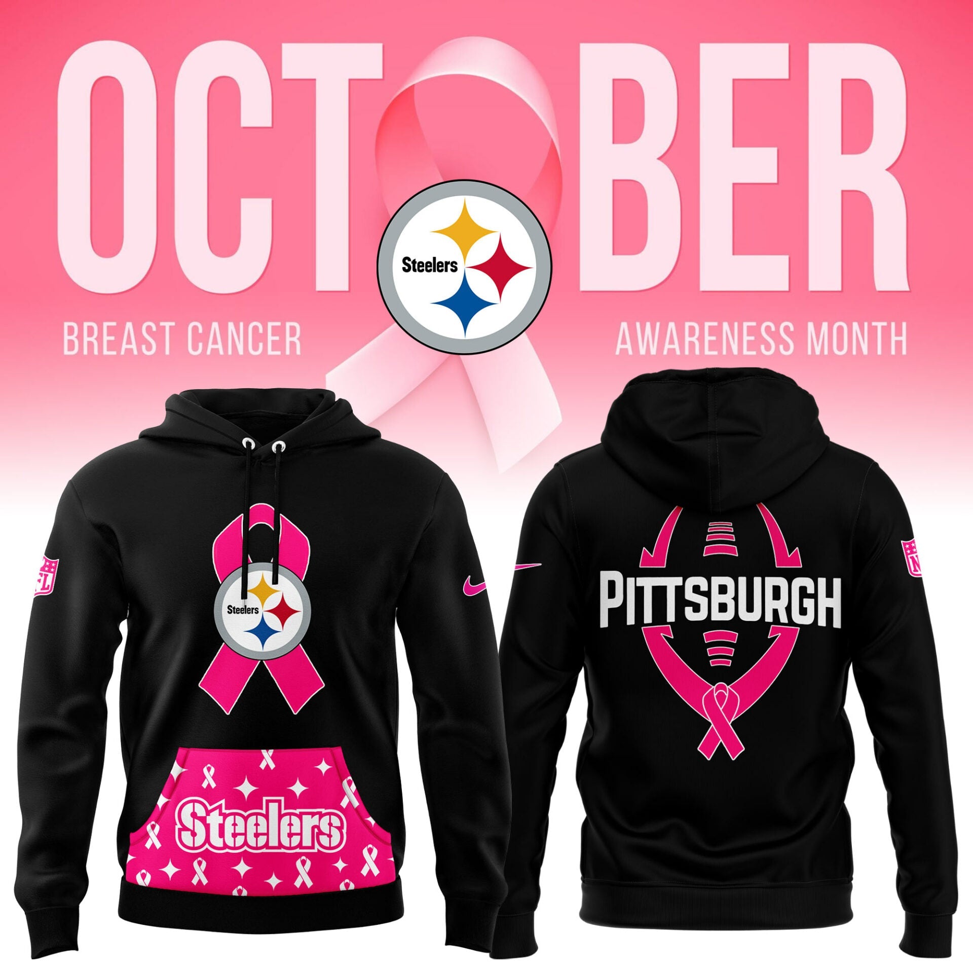 Pittsburgh Steelers Breast Cancer Hoodie-TS2810242013