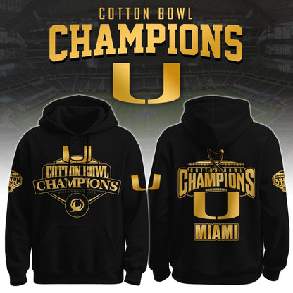 Miami Hurricanes Football Cotton Bowl Champions 2025 Combo Hoodie