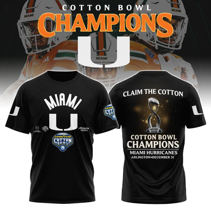 Miami Hurricanes Football Cotton Bowl Champions 2025 Combo T-Shirt