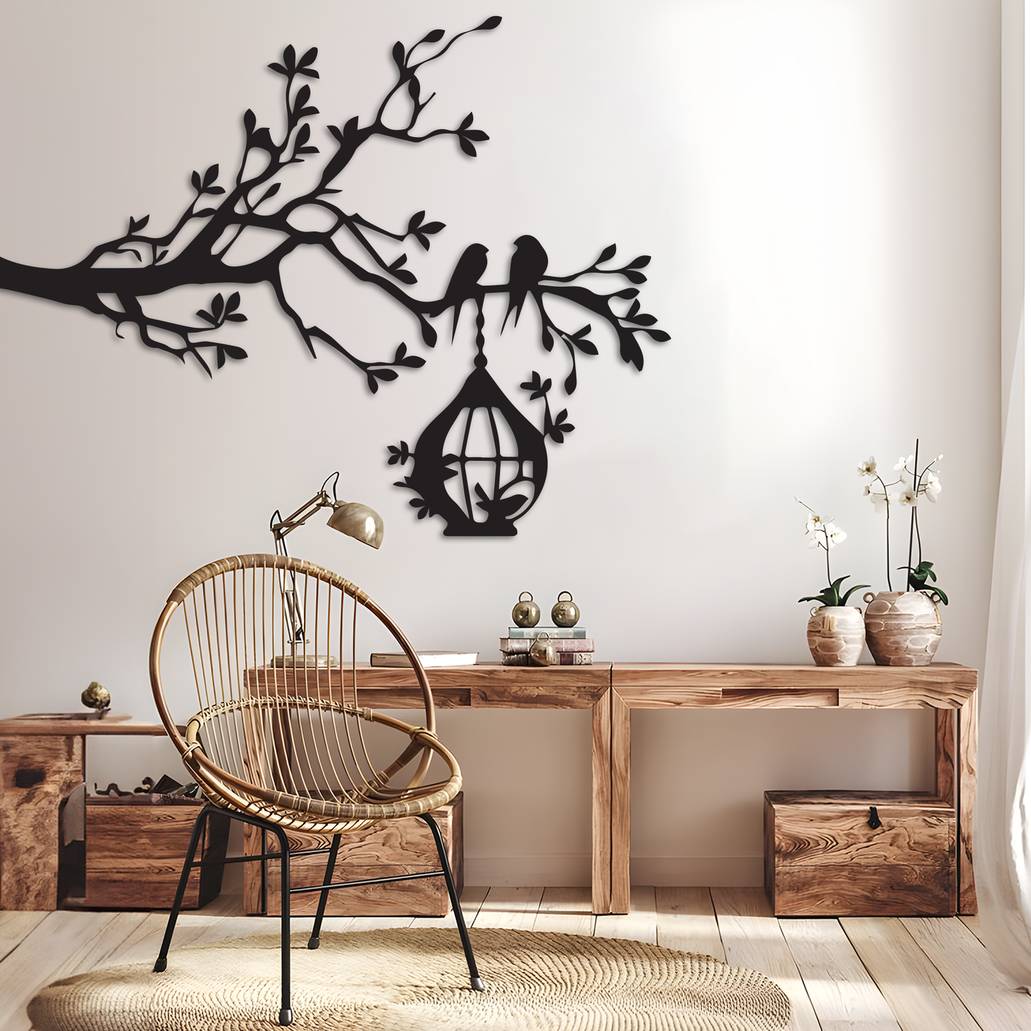 Birds On Tree Metal Wall Art, Wall Art Gift For Bird Lover, Birds On Branch Wall Art For Farmhouse Decor, Metal Art Gift For Nature Lover