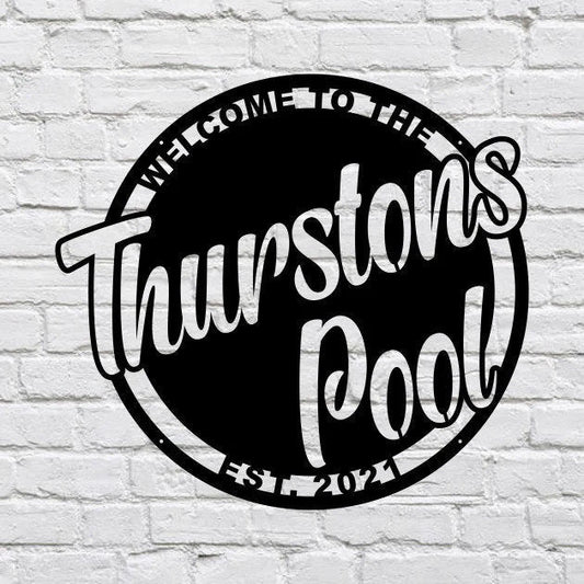 Pool Metal Sign, Custom Pool Sign Metal Wall Art, Custom Name Sign Metal Wall Decor, Customized Front Door Sign, Pool Gifts