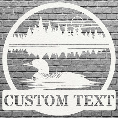 Personalized Loon Metal Sign, Custom Lake House Metal Sign, Outdoor Garden Stake, Custom Name Sign, Garden Decor, Housewarming Gift