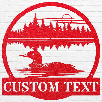 Personalized Loon Metal Sign, Custom Lake House Metal Sign, Outdoor Garden Stake, Custom Name Sign, Garden Decor, Housewarming Gift