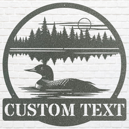 Personalized Loon Metal Sign, Custom Lake House Metal Sign, Outdoor Garden Stake, Custom Name Sign, Garden Decor, Housewarming Gift