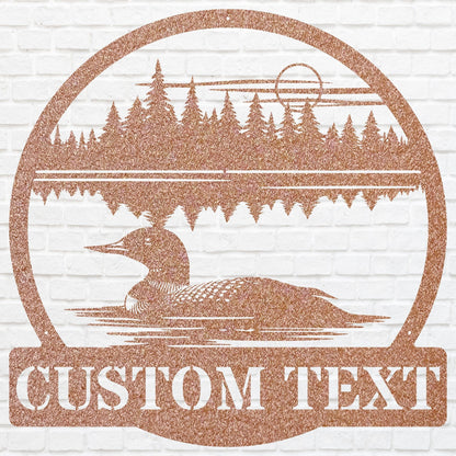 Personalized Loon Metal Sign, Custom Lake House Metal Sign, Outdoor Garden Stake, Custom Name Sign, Garden Decor, Housewarming Gift