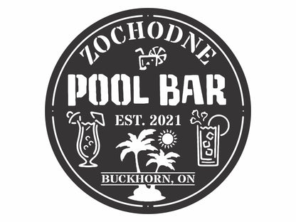 Personalized Pool Bar Sign Metal Wall Art, Metal Bar Sign Outdoor Wall Art, Laser Cut Metal Sign Pool Bar Art, Housewarming Gift