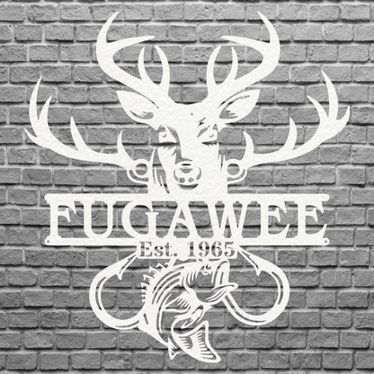 Custom Deer Metal Name Sign, Fishing Wall Art, Hunter Name Sign, Metal Wall Art, Personalized Sign, Family Name Sign, Hunter Gift