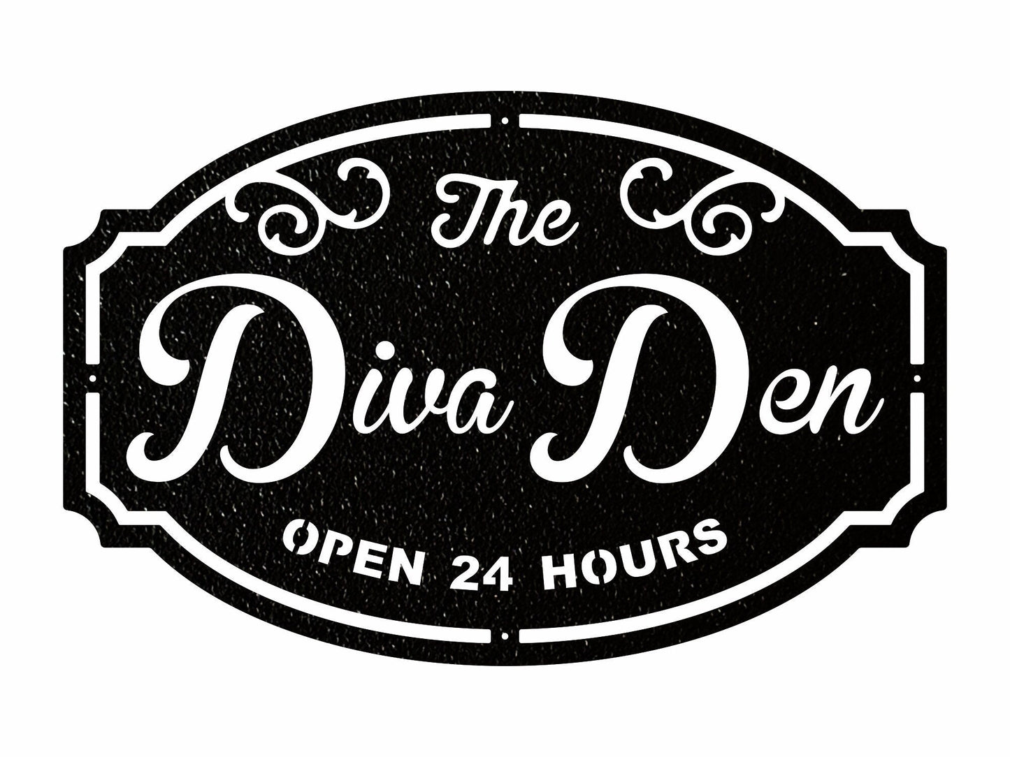 Diva Den Custom Metal Sign, Decorative Wall Art, Laser Cut Outdoor Name Sign, Metal Monogram Sign, Metal Artwork