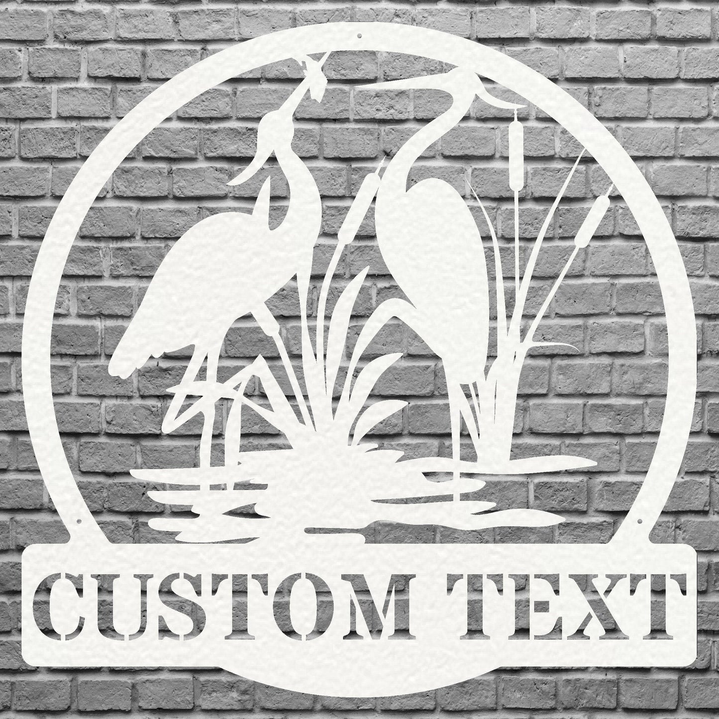 Personalized Herons Metal Wall Art, Custom Metal Name Sign, Wildlife Bird Wall Decor, Outdoor Metal Wall Art, Bird Lover Gift