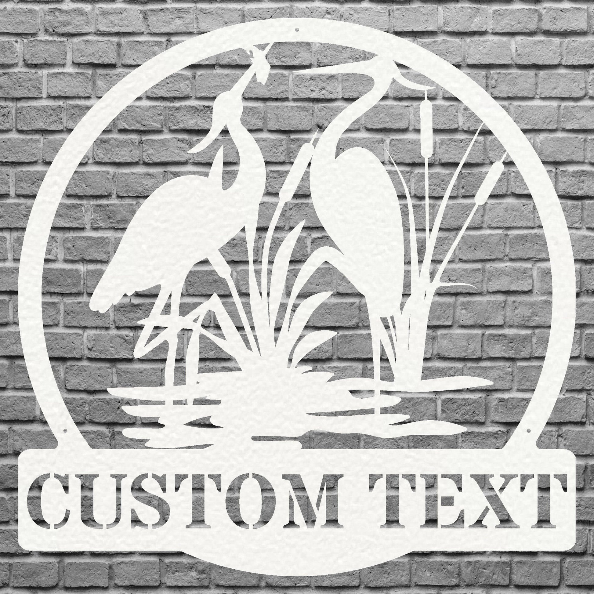 Personalized Herons Metal Wall Art, Custom Metal Name Sign, Wildlife Bird Wall Decor, Outdoor Metal Wall Art, Bird Lover Gift