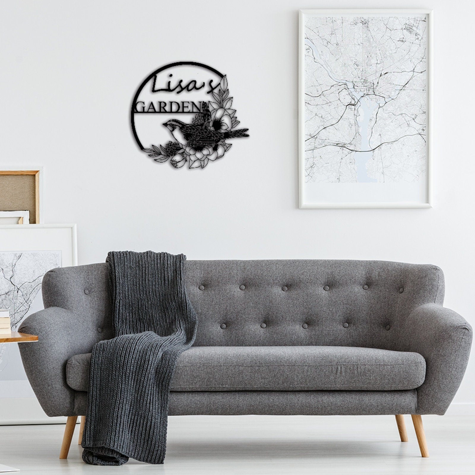 Personalized Garden Sign,Birds Floral Decor,Custom Garden Sign Name,Yard Decor,Outdoor Decor,Garden Metal Art,Metal Garden Sign