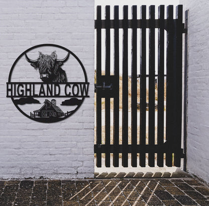 Custom Highland Cow Metal Sign,Highland Cow Wall Art,Personalized Highland Cow Farm Decor,Farmhouse Decor,Ranch Decor,Cow Barn Decor