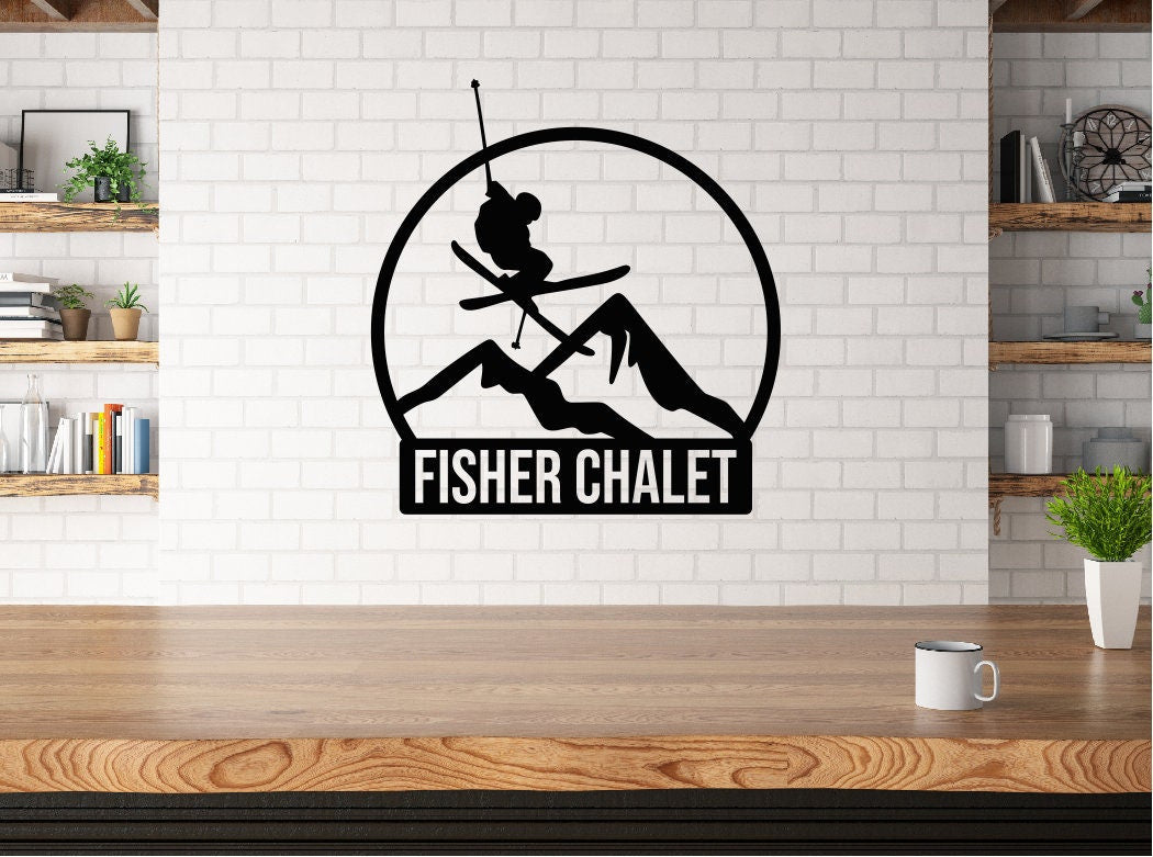 Personalized Skiing Metal Sign / Skiier Wall Decor / Chalet Metal Wall Decor / Skiing Decor / Personalized Ski Home Decor / Metal Wall Art