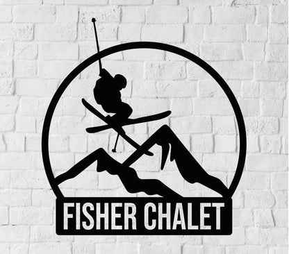 Personalized Skiing Metal Sign / Skiier Wall Decor / Chalet Metal Wall Decor / Skiing Decor / Personalized Ski Home Decor / Metal Wall Art
