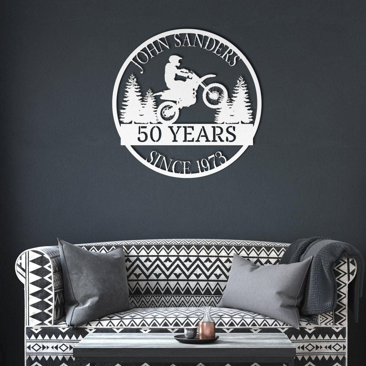 50th Birthday Gift For Men, Birthday Metal Sign, Gift For Husband, Boyfriend, Father, Personalized Birthday Sign, Custom Motorcycle Sign