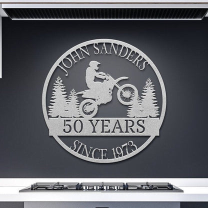 50th Birthday Gift For Men, Birthday Metal Sign, Gift For Husband, Boyfriend, Father, Personalized Birthday Sign, Custom Motorcycle Sign