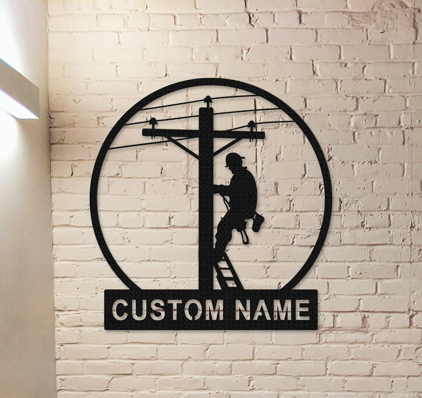 Custom Lineman Metal Sign,Electrician Gift,Personalized Lineman Wall art,Lineman Wall Decor,Line Worker Name,Metal Lineman Sign,Outdoordecor