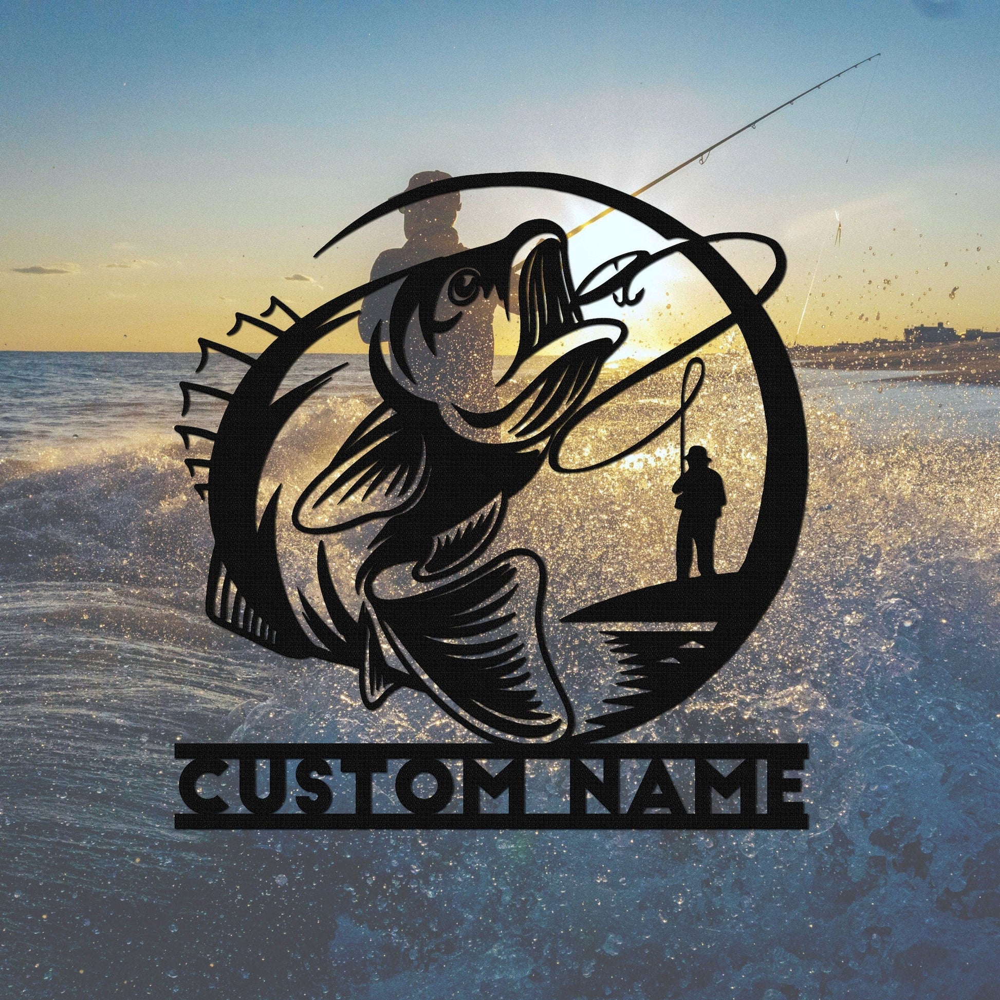 Custom Fishing Metal Sign,Fish name Sign,Gift for Fisherman,Personalized Fish Wall Art,Fishing Wall Decor,Metal Fish Monogram Sign