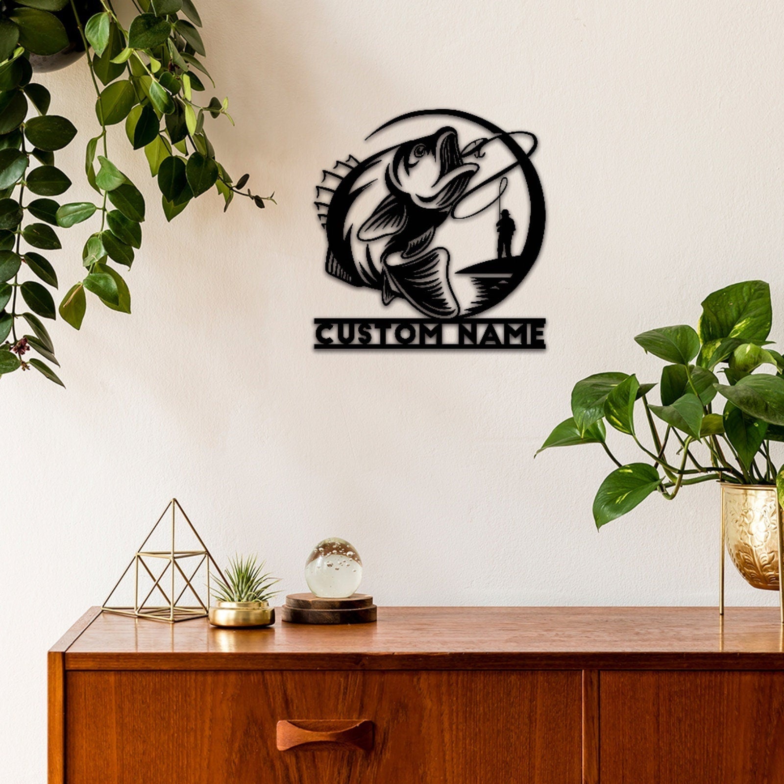 Custom Fishing Metal Sign,Fish name Sign,Gift for Fisherman,Personalized Fish Wall Art,Fishing Wall Decor,Metal Fish Monogram Sign